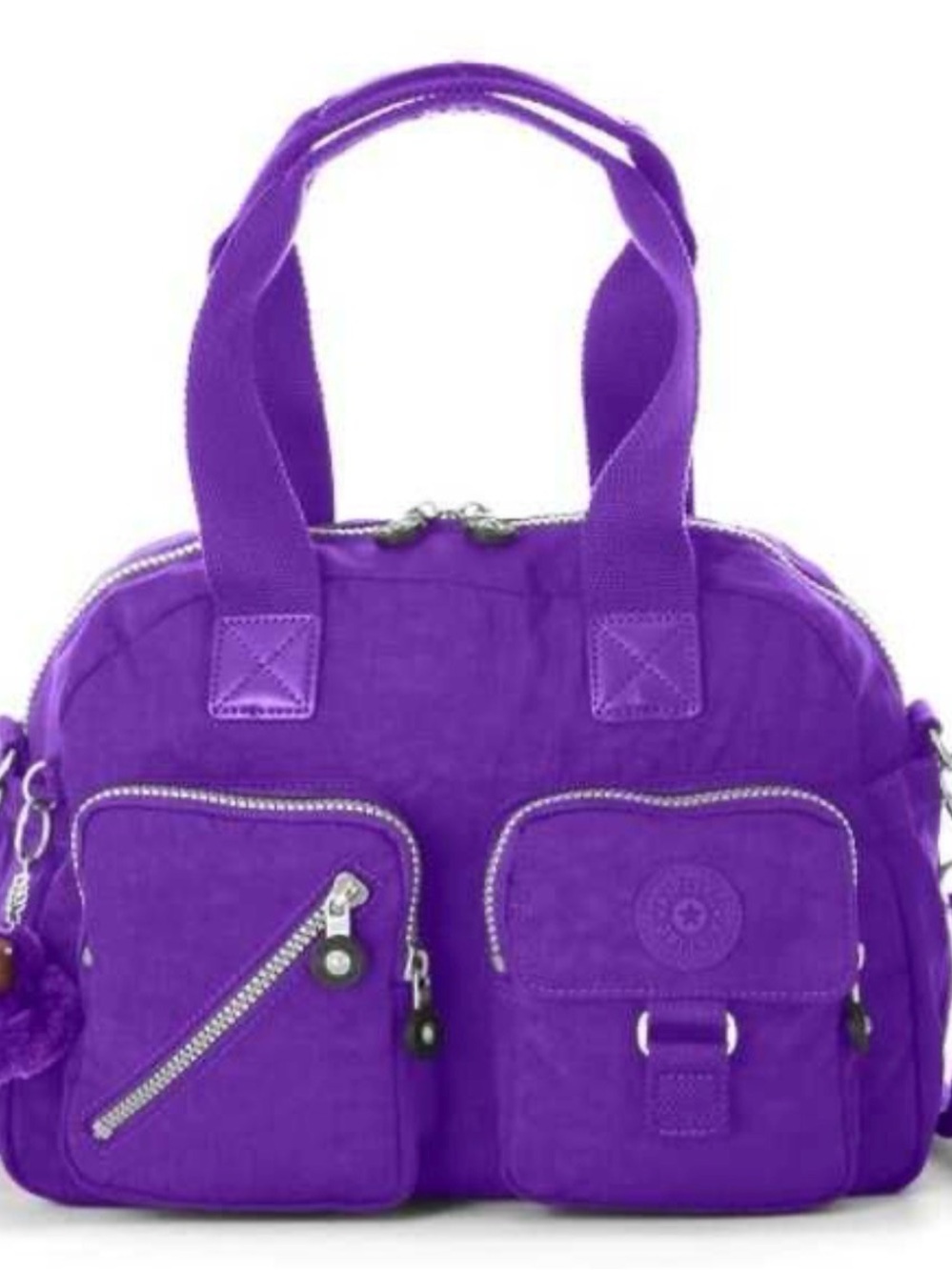 Kipling Bright Purple Canvas Multi-Pocket Satchel